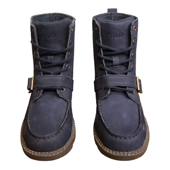 Ralph Lauren Polo Bear Boys Big Kid Ranger Hi Lace Up Leather Fashion Boot NWOT - Picture 3 of 13